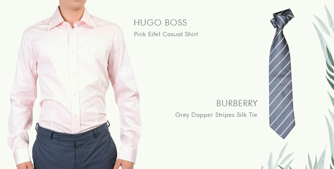 Hugo Boss
Pink Eifel Casual Shirt
Burberry
Grey Dapper Stripes Silk Tie