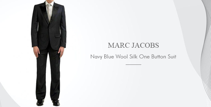Marc Jacobs
Navy Blue Wool Silk One Button Suit