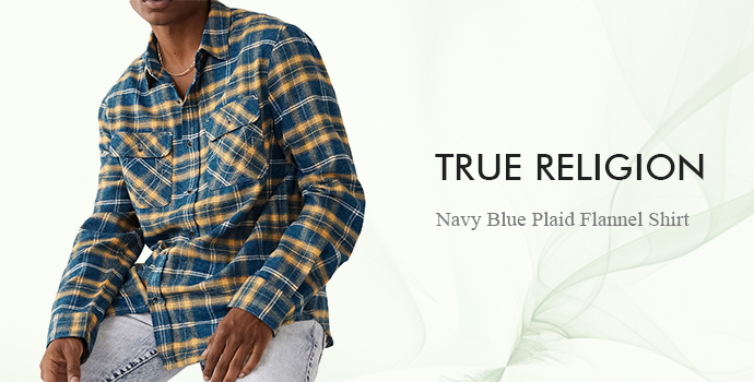 True Religion
Navy Blue Plaid Flannel Shirt