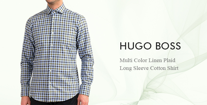 Hugo Boss
Multi Color Linen Plaid Long Sleeve Cotton Shirt