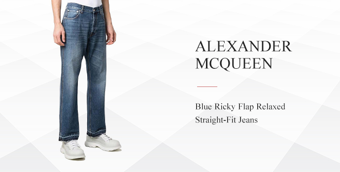 Alexander McQueen Blue Ricky Flap Relaxed Straight-Fit Jeans