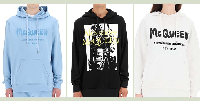 top luxury hoodie brands Alexander MCQ three hoodies