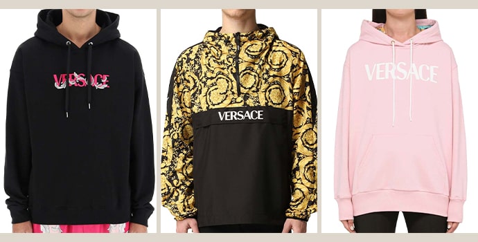 Versace hoodies collections pink, golden, black