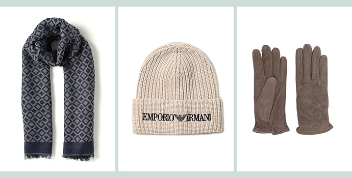 Top Luxury Accessories Brands Emporio Giorgio Armani with winter hand Gloves