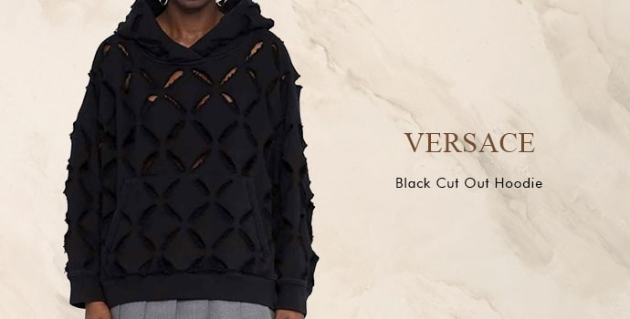 Versace Brand cut out Hoodie in Black color