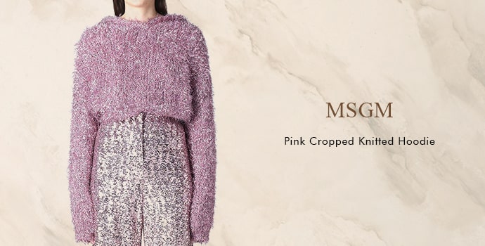 MSGM Pink Cropped Knitted Hoodie