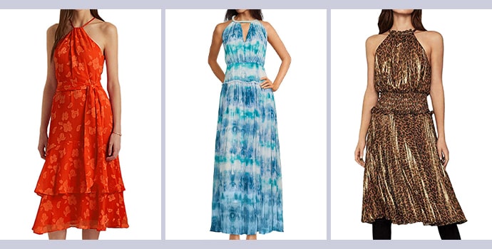 party wear dress in winter, Trendy Halter Dresses featuring tie around the neck