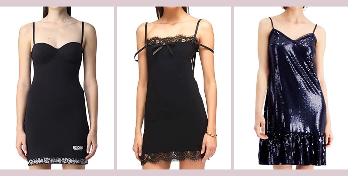 Sexy Slip Dresses for Women in Black  Color