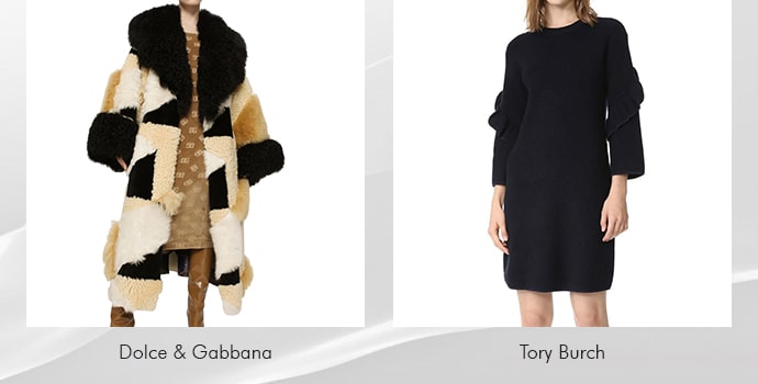 Faux fur coat with sweater dress