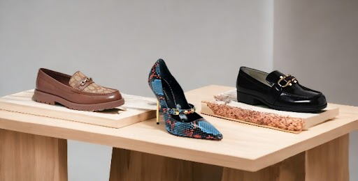 expensive brands multiple shoes display on a table