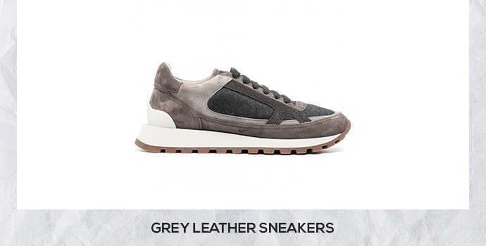Brunello Cucinelli grey leather sneakers