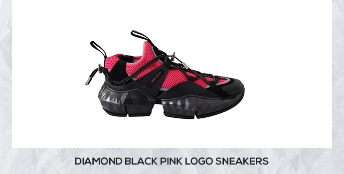 Jimmy Choo diamond black pink logo sneakers