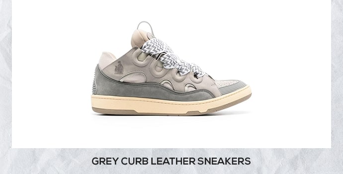 Lanvin grey curb leather sneakers