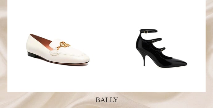 Bally white sneakers and black heel