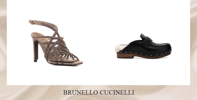 Brunello Cucinelli brown heel and black sneaker