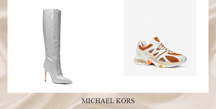 Michael Kors white heels and white sports shoes