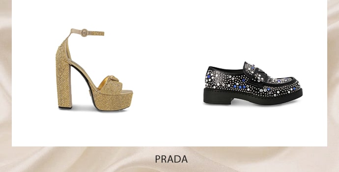 Prada brown pump heel and black loafer