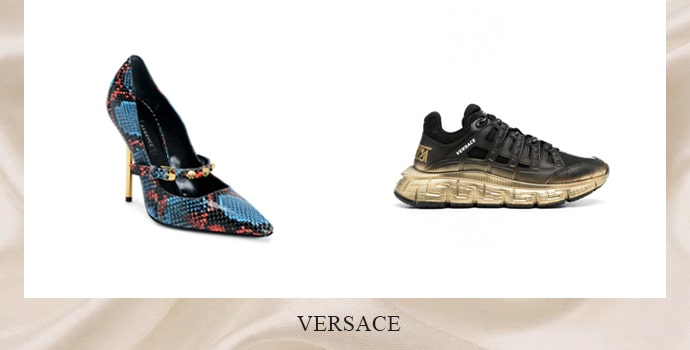 Versace sky blue heel and golden shoes