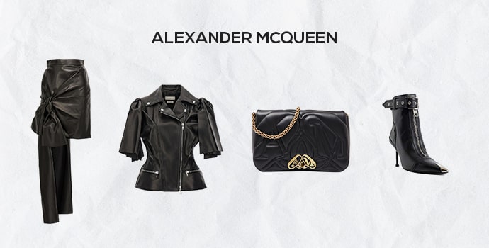 Alexander McQueen All black clothes , purse and boots