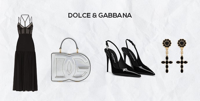 Dolce & Gabbana black gown and heels