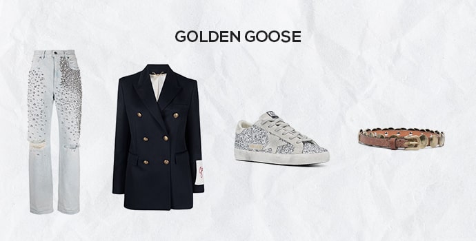 Golden Goose white jeans and sneakers 