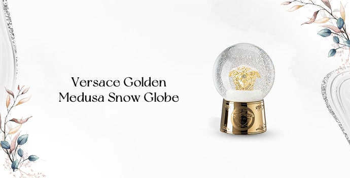 luxury house warming gifts Versace Golden Medusa Snow Globe