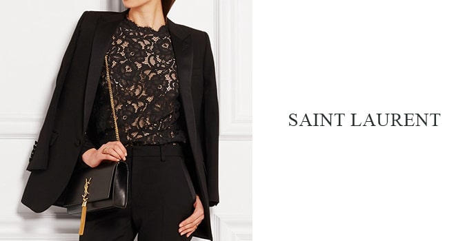 luxury womens fashion brands Saint Laurent black dress