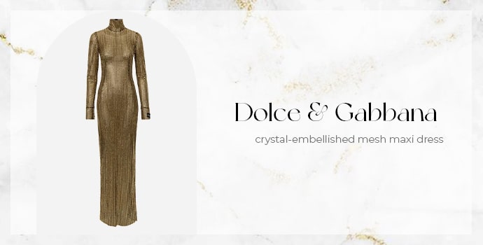 Dolce & Gabbana crystal-embellished mesh maxi dress