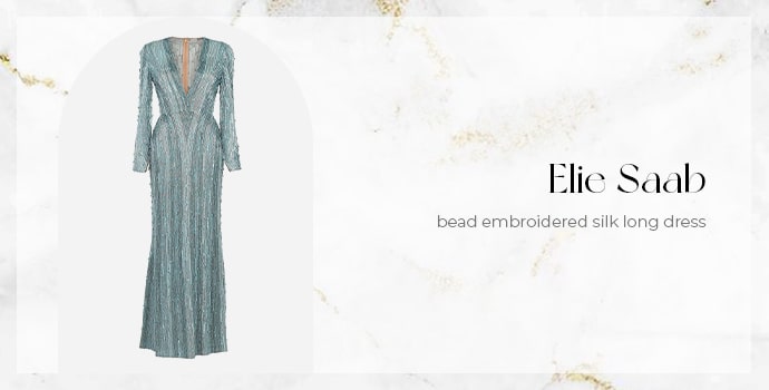 Elie Saab bead embroidered silk long dress