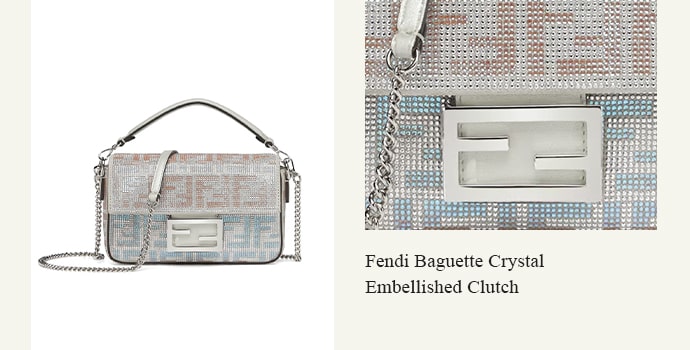 Fendi Baguette Crystal Embellished Clutch