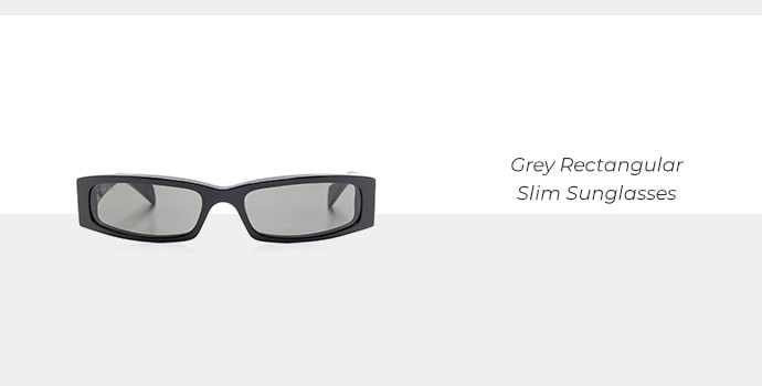 Grey Rectangular Slim Sunglasses