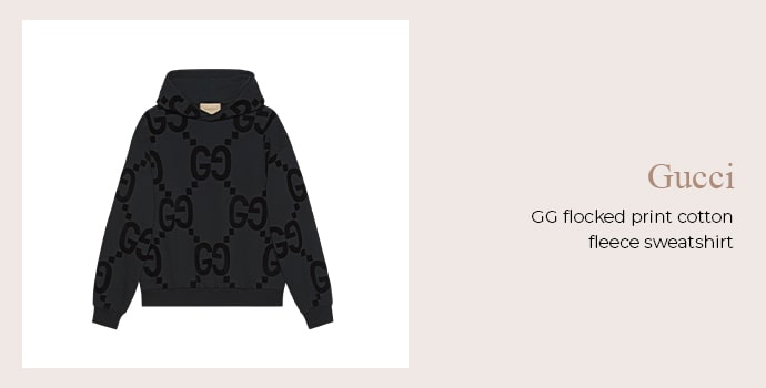 Gucci GG flocked print cotton fleece sweatshirt 