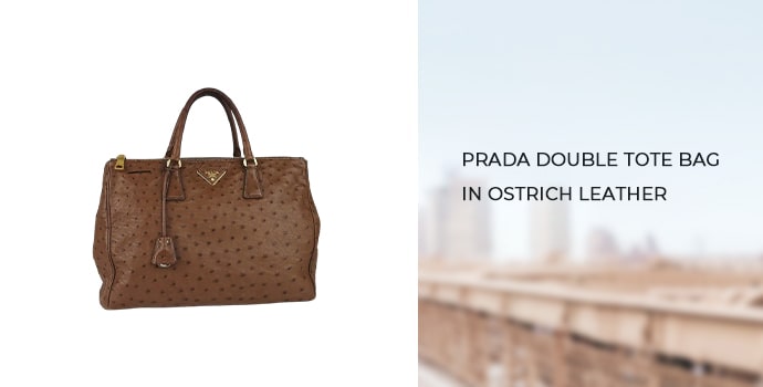 Prada Double Tote Bag in Ostrich Leather