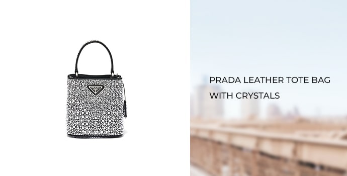 Prada Leather Tote Bag with Crystals