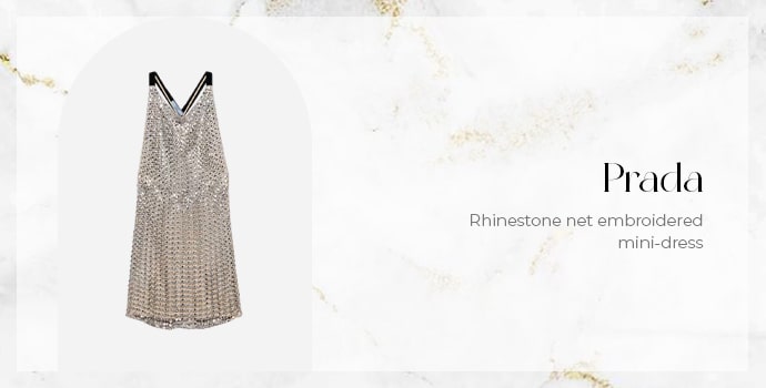 Prada Rhinestone net embroidered mini-dress