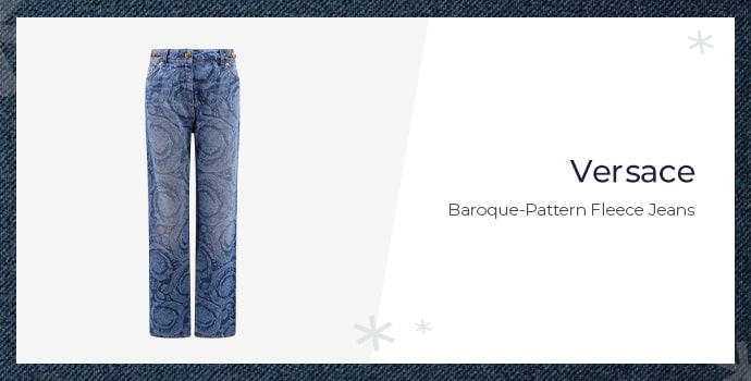 Versace Baroque-Pattern Fleece Jeans
