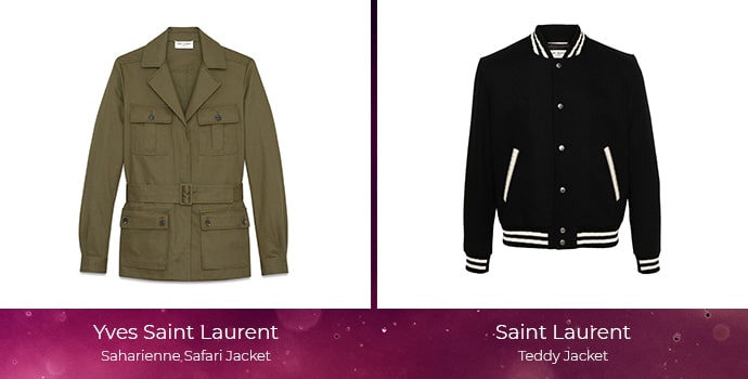 Yves Saint Laurent Saharienne Safari Jacket and Saint Laurent Teddy Jacket
