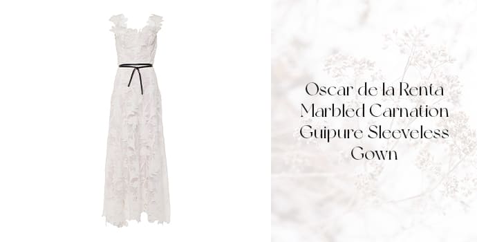 Oscar de la Renta Marbled Carnation Guipure Sleeveless Gown