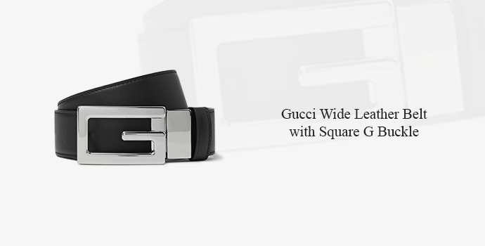 Gucci Wide Leather Belt with Square G Buckle