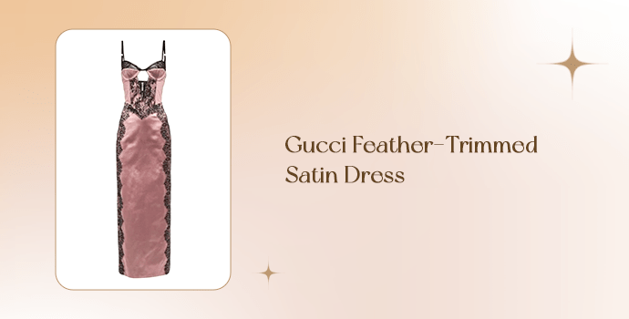 Gucci Feather-Trimmed Satin Dress
