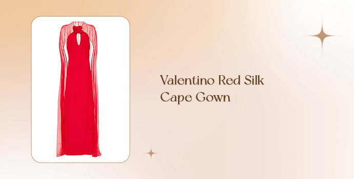 Valentino Red Silk Cape Gown