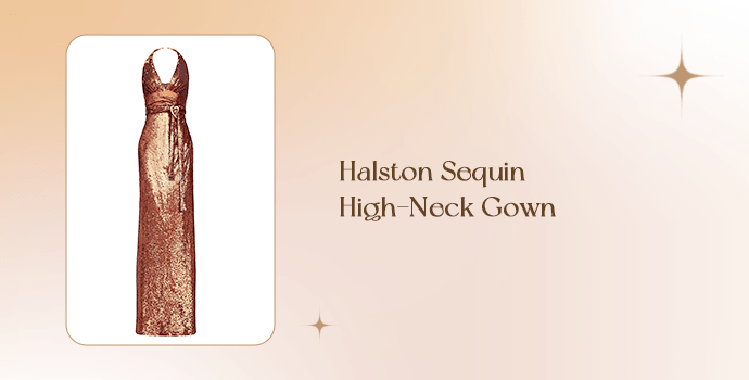 Halston Sequin High-Neck Gown