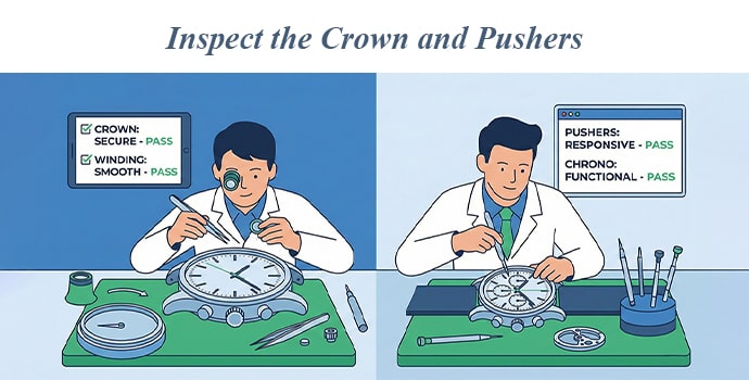 Inspect the Crown and Pushers