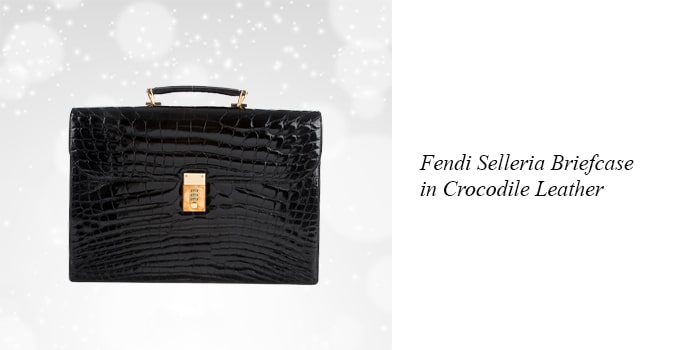 3. Fendi Selleria Briefcase in Crocodile Leather