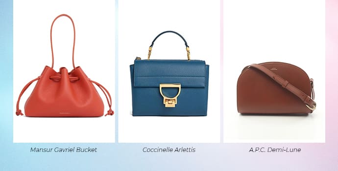 Mansur Gavriel Bucket, Coccinelle Arlettis, A.P.C. Demi-Lune