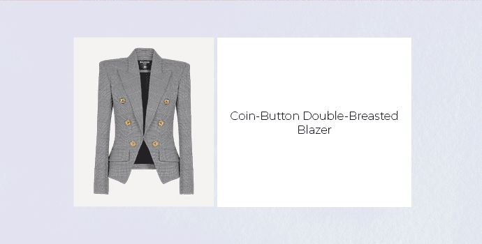 Coin-Button Double-Breasted Blazer