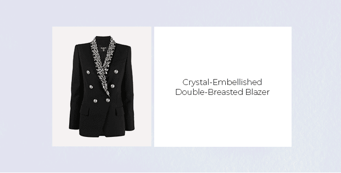 Crystal-Embellished Double-Breasted Blazer