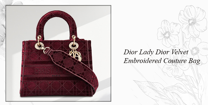 Dior Lady Dior velvet embroidered couture bag
