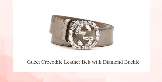 Gucci Crocodile Leather Belt with Diamond Buckle