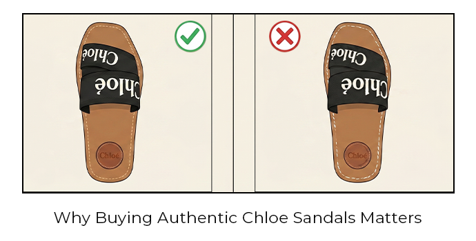 Authentic vs fake Chloé sandals comparison